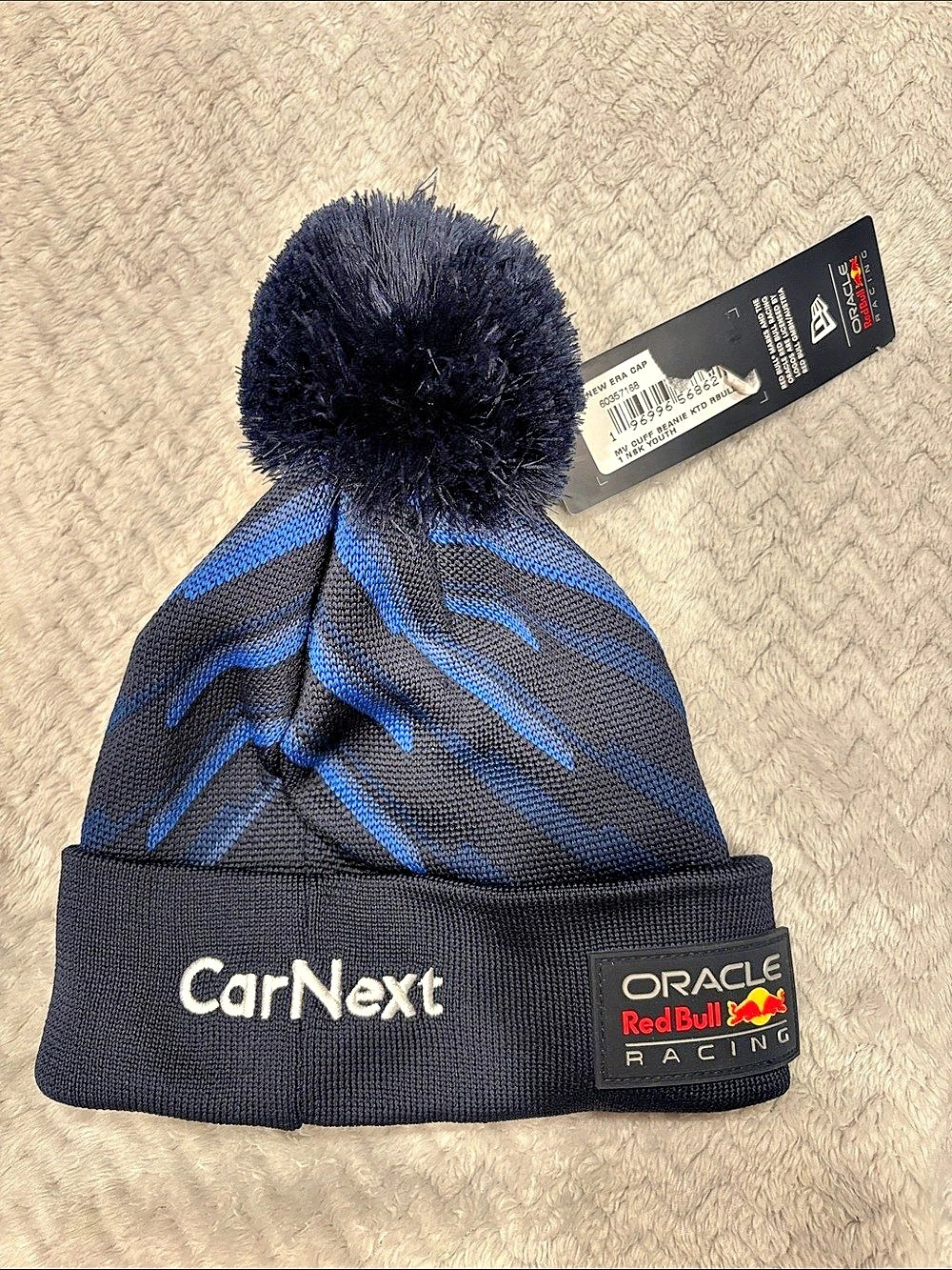 New Era Oracle Red Bull Racing New Era Pom Knit Kids Black & Blue Pom Beanie NWT